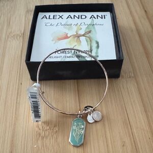 Alex and Ani Gold Bangle with Teal Charm